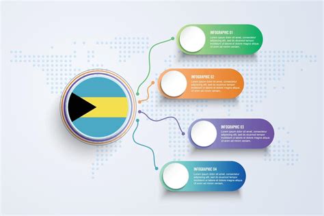 Bahamas Flag with Infographic Design isolated on Dot World map 3810690 ...