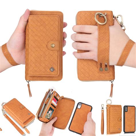 iPhone XR 6.1" Wallet Detachable Case, Dteck [Weave Style] Zipper Purse Phone Case Multi ...