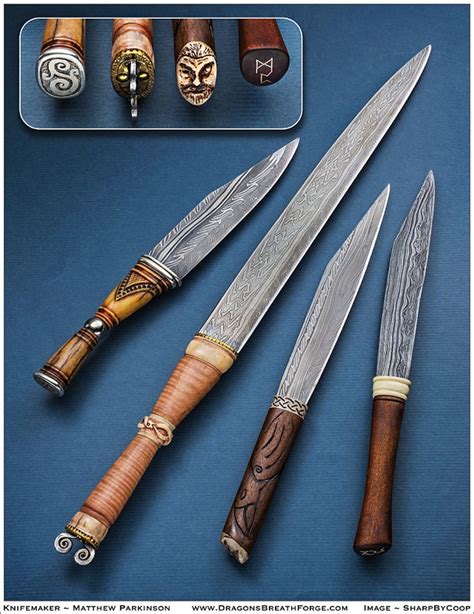 Seax Assortment Knives by Matthew Parkinson Seax Knife, Dagger Knife, Swords And Daggers, Knives ...