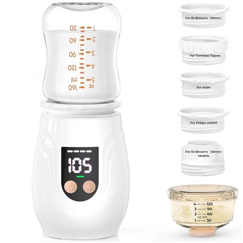 Baby Bottle Warmer for Breastmilk with 5 Adapters, Quick Heating ...