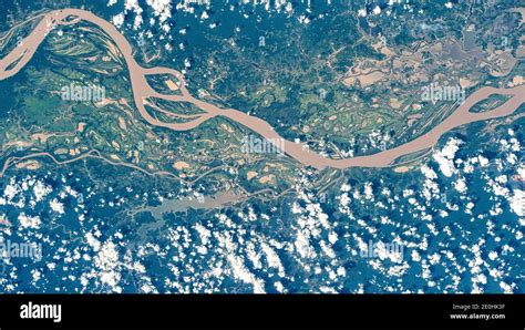 Amazon river from space. Artist interpretation with digital techniques ...