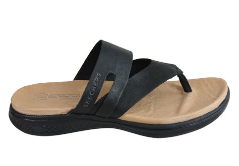 NEW SKECHERS WOMENS ON THE GO LUXE COMFORTABLE LEATHER THONGS SANDALS | eBay