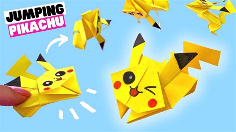 How to make origami JUMPING PIKACHU [origami pokemon, hopping pikachu ...