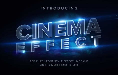 Premium PSD | 3d cinema font style effect template | Photoshop text effects, Text effects, Font ...