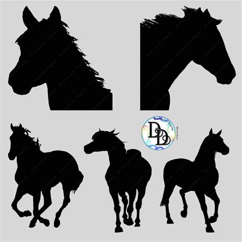 Black Horse Silhouettes Clipart Printable Digital Scrapbook - Etsy