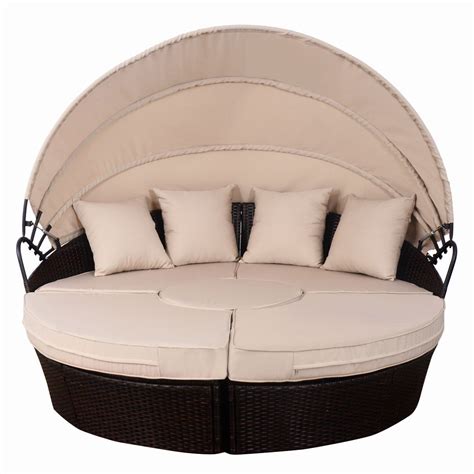 Round Outdoor Daybed With Canopy - Large Newport Outdoor Wicker Round ...