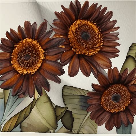 Beautiful Brown Flowers Watercolor Graphic · Creative Fabrica