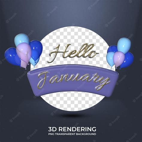 Premium PSD | Happy january greeting banner 3d rendering