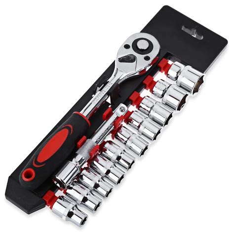 12Pcs 1/4 Inch Socket Wrench Set CR V Drive Ratchet Wrench Spanner for Bicycle Motorcycle Car ...