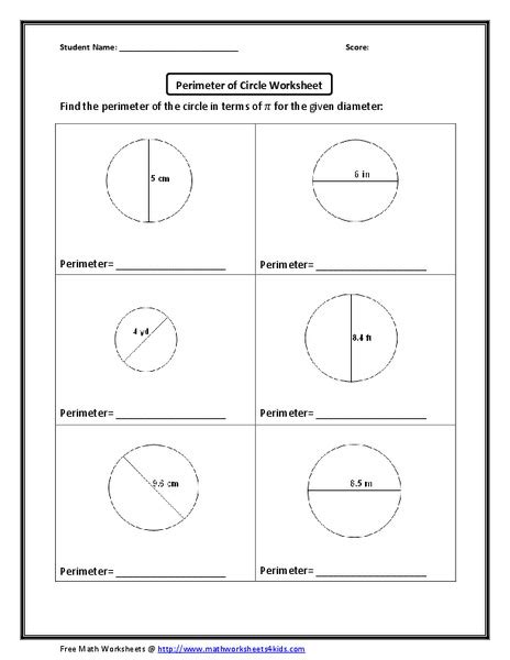 Perimeter of a Circle Worksheet Worksheet for 6th - 8th Grade | Lesson ...