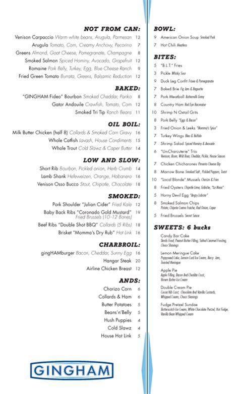 Gingham, La Mesa, CA (by Bex Brands) | Menu design inspiration, Menu design, Menu