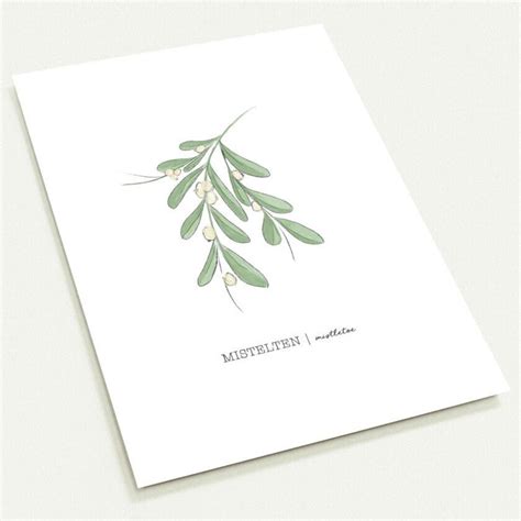 Mistletoe Christmas Greeting Cards packs of 10. Holiday Season. Scandinavian Nordic Style Card ...