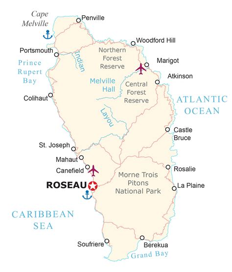 Map Of Roseau Dominica - Sena Xylina