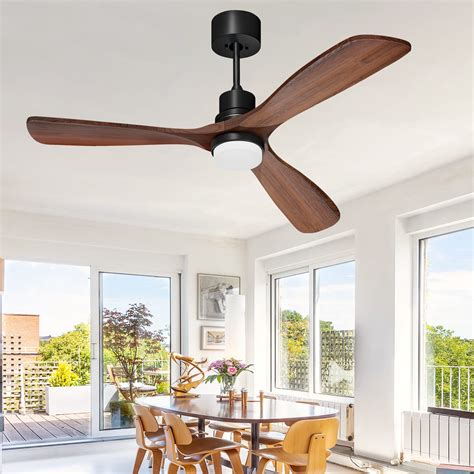 CLUGOJ 52" Ceiling Fan with Lights Remote Control, Outdoor Wood Ceiling Fan, Reversible Silent ...