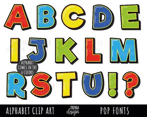 POP FONTS Clipart Comic Alphabet Clipart Pop Art Font Super - Etsy