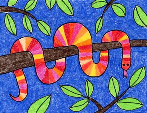 How to Draw a Tree Snake and Tree Snake Coloring Page | Animal art ...