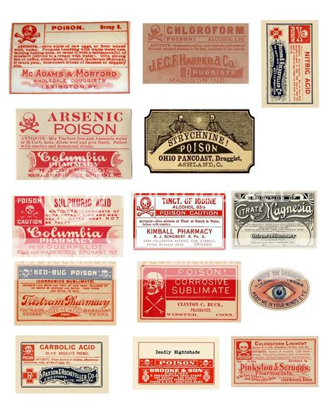 Free Printable Vintage Poison Labels