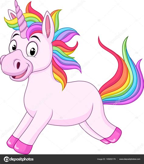 Cartoon Rainbow Unicorn Horse Stock Vector Image by ©tigatelu #195850176