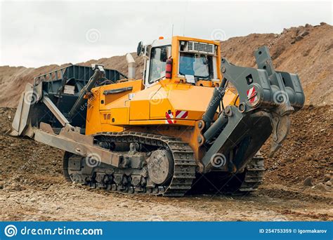 Track-type Bulldozer. Earth-moving Equipment. Stock Image - Image of ...