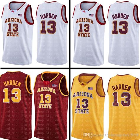 2021 James 13 Harden Jersey NCAA University College Mens White Red ...