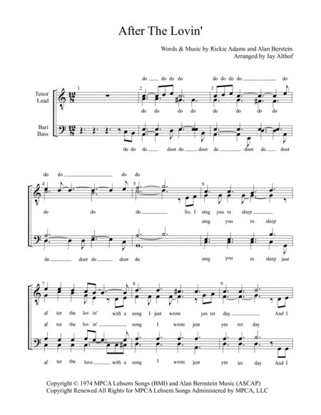 After The Lovin' Sheet Music | Engelbert Humperdinck | TTBB Choir