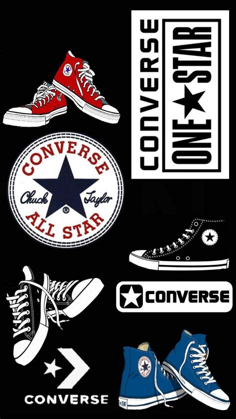 Converse All-Star Shoes and Stickers on Black Background