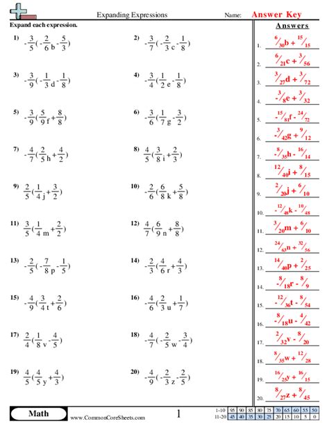 Expanding Expressions Worksheet Download