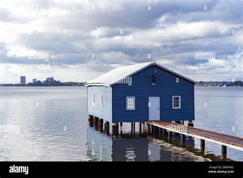 Perth, Nov 2019: Famous little blue boat house - The Crawley Edge Boatshed located on the Swan ...