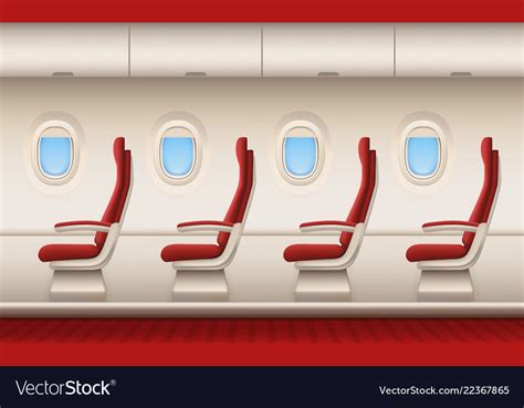 Passenger plane interior aircraft cabin Royalty Free Vector