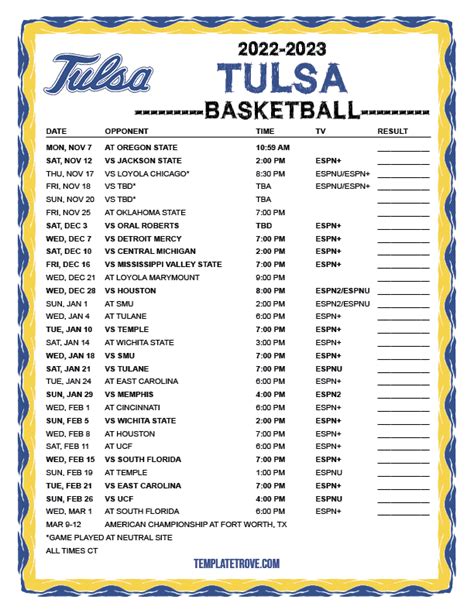 Tulsa Shootout 2024 Schedule Basketball - Rahal Claresta