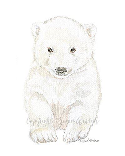 Amazon.com: Polar Bear Cub Watercolor Print : Handmade Products