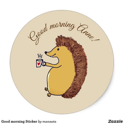 Good morning Sticker Hedgehog Drawing, Cute Good Morning, Cute Hedgehog ...