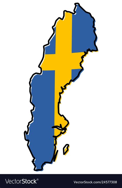 Simplified map of sweden outline with slightly Vector Image