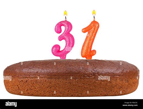 birthday cake with candles number 31 isolated on white background Stock ...