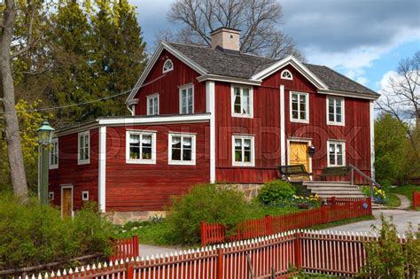 Typical swedish wooden house in ... | Stock image | Colourbox