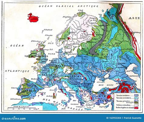 Geological Map of Europe, Vintage Engraving Stock Illustration - Illustration of vector ...