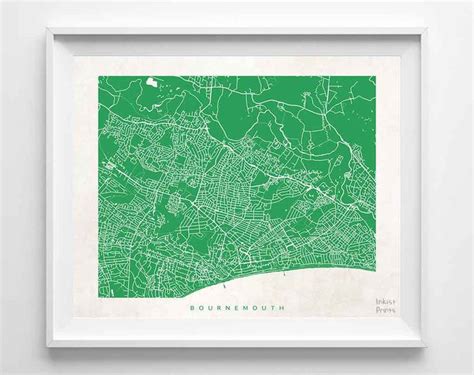 Bournemouth, England Street Map Horizontal Print | Street map, Map print, Personalized prints