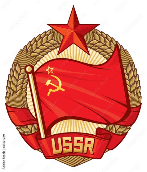 USSR flag (soviet union, wreath of wheat) Stock Vector | Adobe Stock