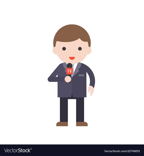 News reporter cute character professional set Vector Image