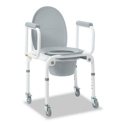 Medline Drop Arm Commode with Wheels, Swing Away Arm Rest for Easy Transfer, Supports up to 250 ...