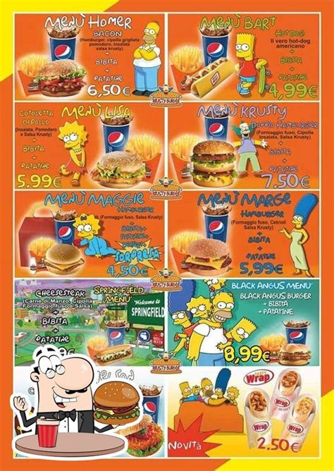 Menu at Krusty Burger restaurant, Mondragone