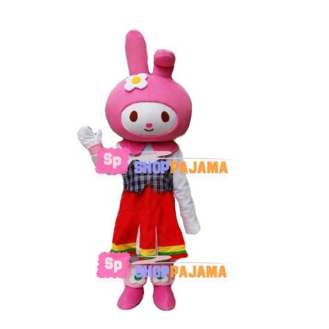 Optimistic My Melody the White Bunny Mascot Costume Cartoon Character