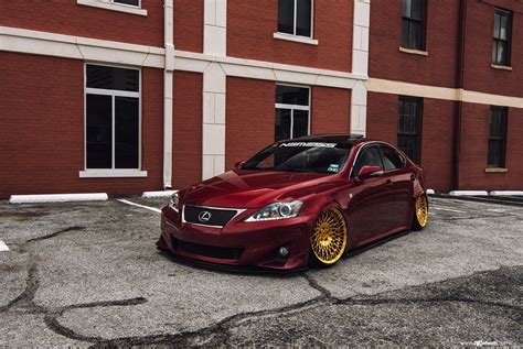 Custom Lowered Red Lexus IS Put on Gold Avant Garde Wheels Lexus Sports ...