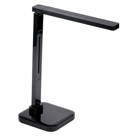 25-3/4 in. Black LED Desk Lamp with Qi Wireless Charger, USB Charging ...