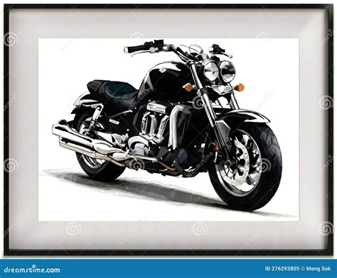 A Painting of a Motorcycle that is and Black. Beautiful Picture of ...