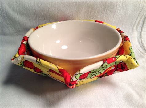 Microwave Bowl Cozy PDF Sewing Pattern and Tutorial Quilted Potholder DIY Kitchen Gift Home ...