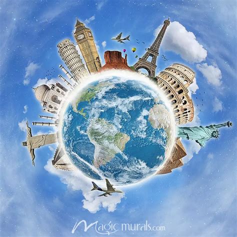 Travel Around the World Wallpaper Mural by Magic Murals