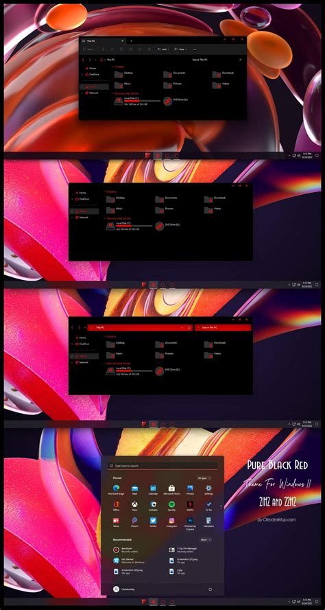 Pure Black Red Theme For Windows 11 22H2 - Cleodesktop