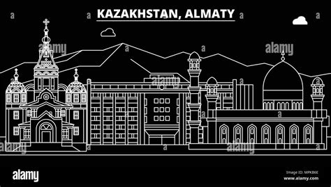 Almaty silhouette skyline. Kazakhstan - Almaty vector city, kazakh ...