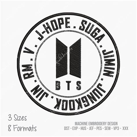 BTS LOGO Names Army Machine Embroidery Design, Instant Download in 2022 ...